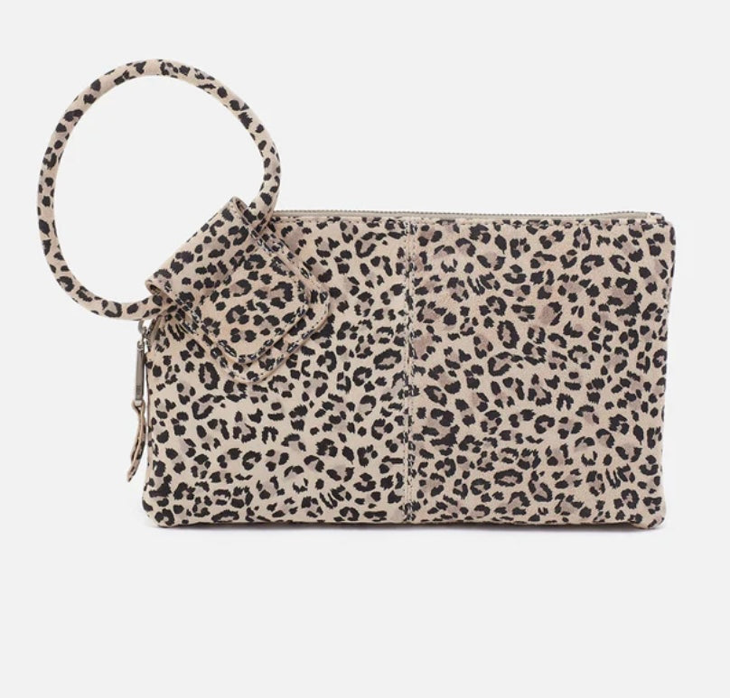 Sable Hobo Wristlet in Printed Leather Mini Leopard