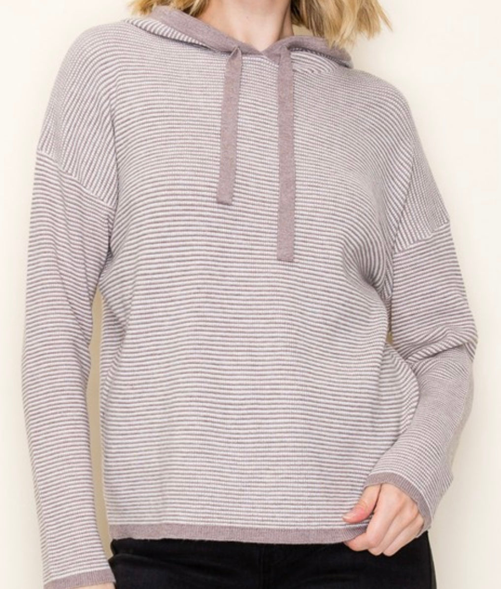 Mable Pinstripe Hoodie in Mocha