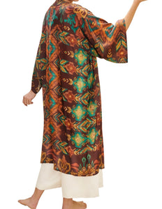 Chocolate Ikat Kimono Gown