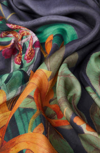 Botany Bliss Kimono Gown in Charcoal