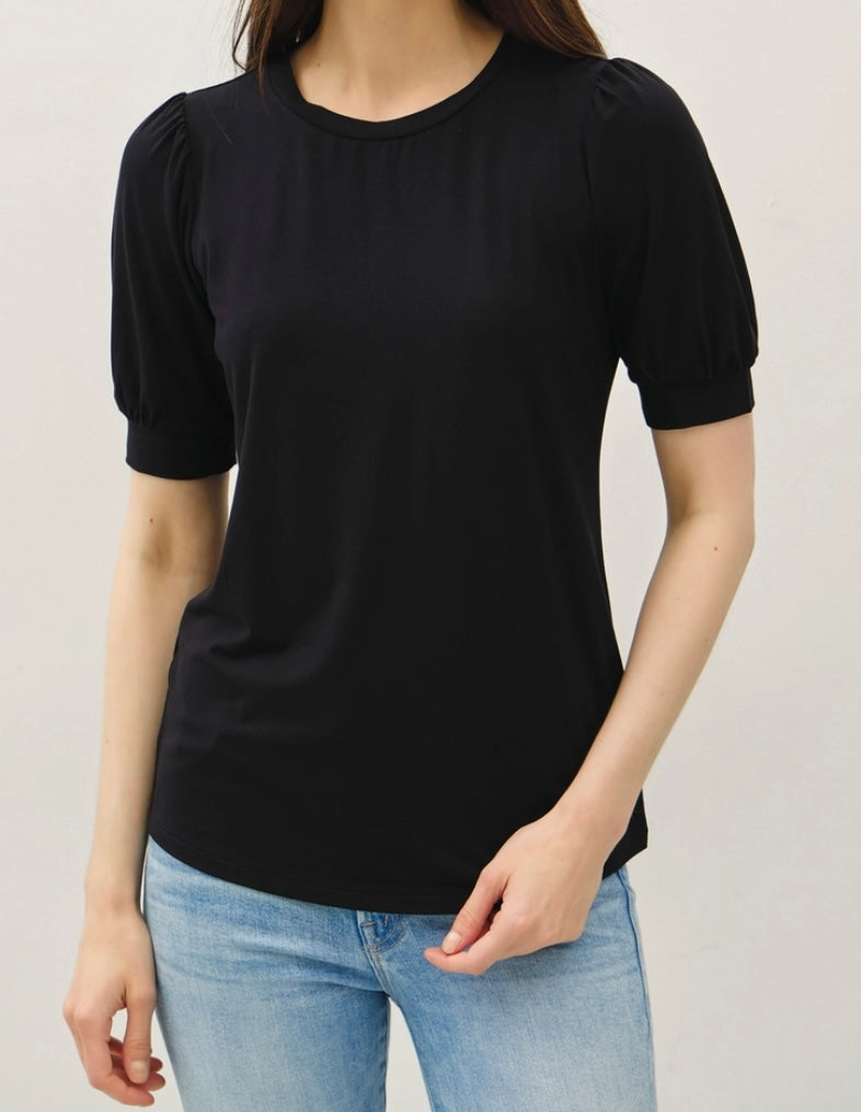 Faith Puff Sleeve Top in Black