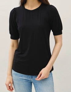 Faith Puff Sleeve Top in Black