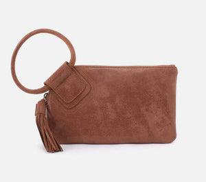 Sable Hobo Wristlet in Burnished Saddle Buffed Leather