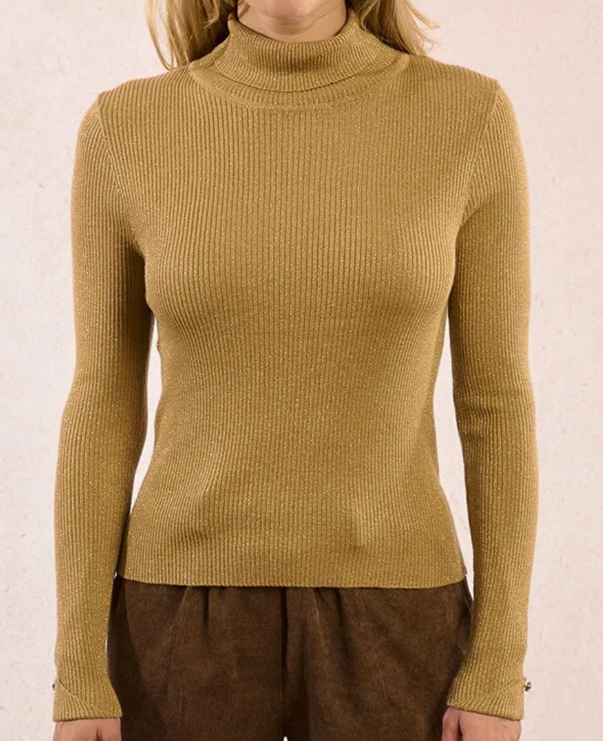 Erin Knit Blouse in Golden Beige