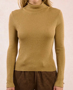 Erin Knit Blouse in Golden Beige