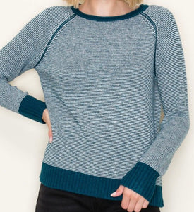 Claire Pinstripe Pullover in Teal