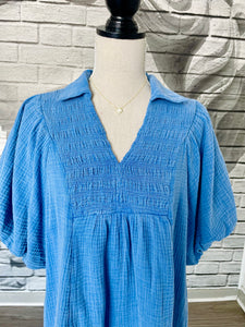Maddy Gauze Dress in Blue