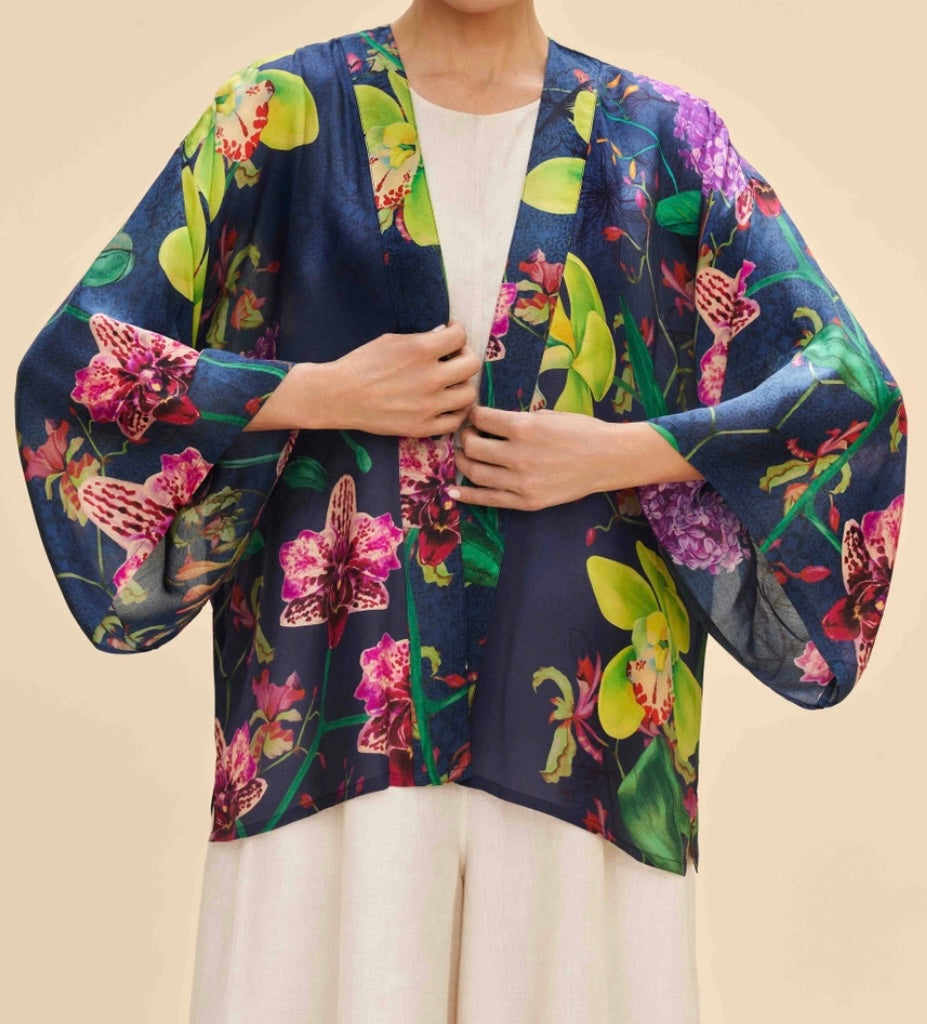 Exotic Evening in Ink Kimono Jacket