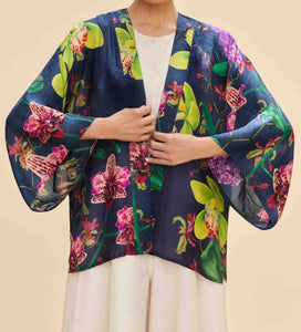 Exotic Evening in Ink Kimono Jacket