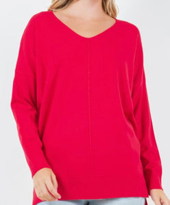 Dahlia Sweater Tunic in Bright Red