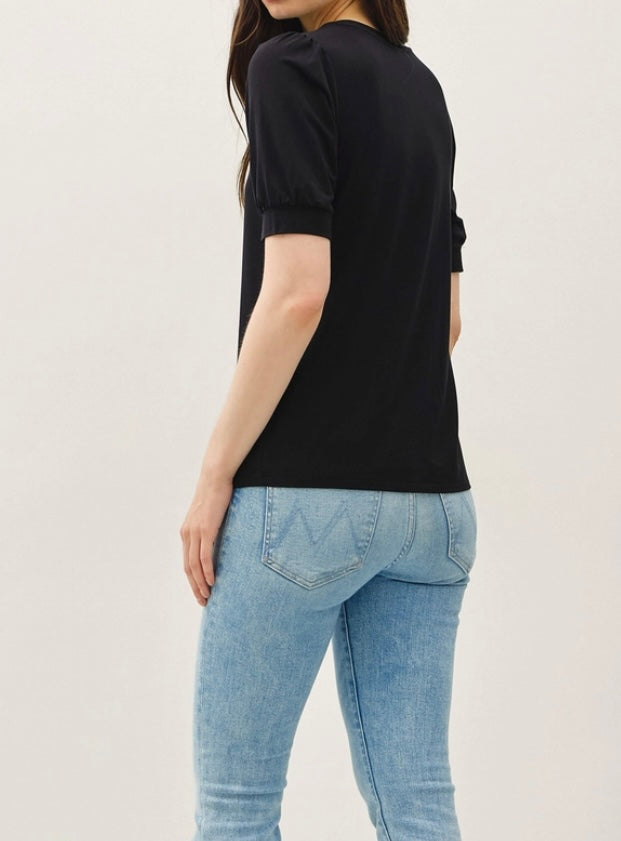 Faith Puff Sleeve Top in Black