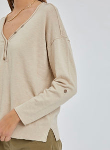 Regan V-Neck Blouse in Oat