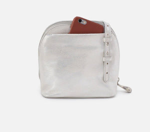 Nash Hobo Crossbody in Silver Metallic Leather
