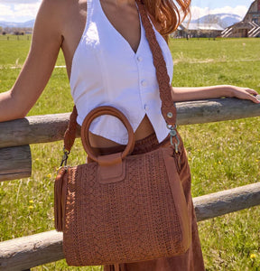 Sheila Hobo Medium Satchel in Harvest Wheat Washed Leather