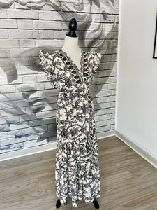 Margaret Wrap Dress with Pockets in Black and White