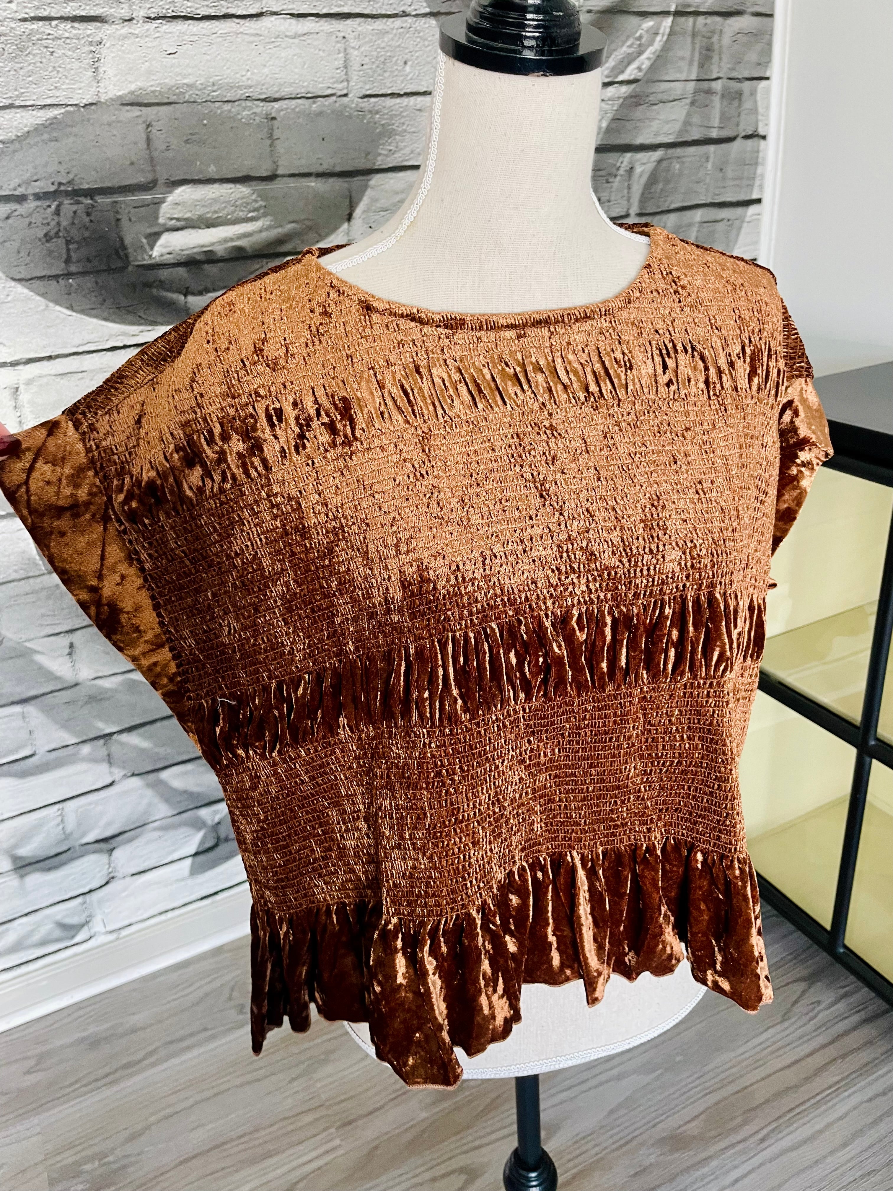 Fendi Velvet Blouse in Copper