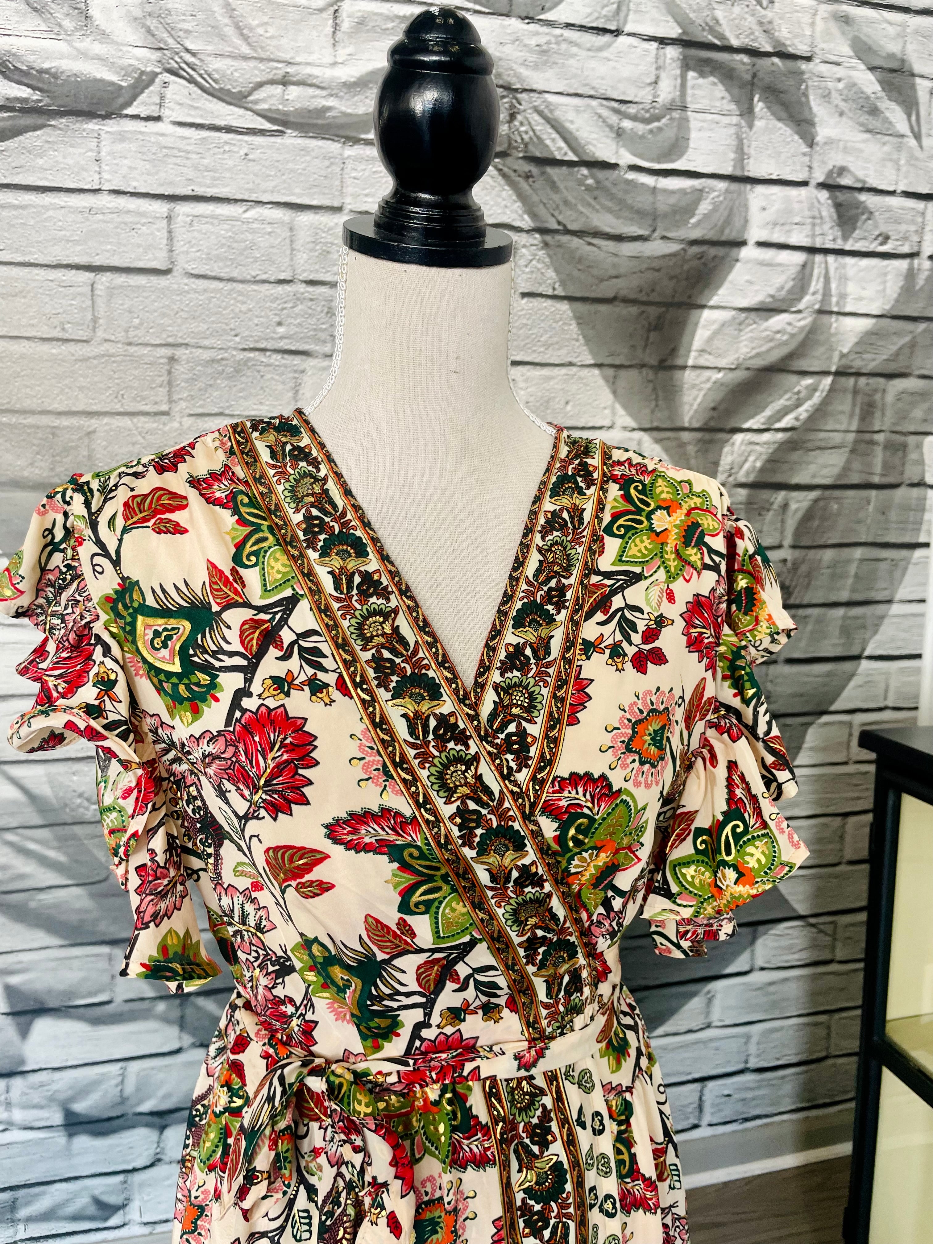 Margaret Wrap Dress in Winter Garden