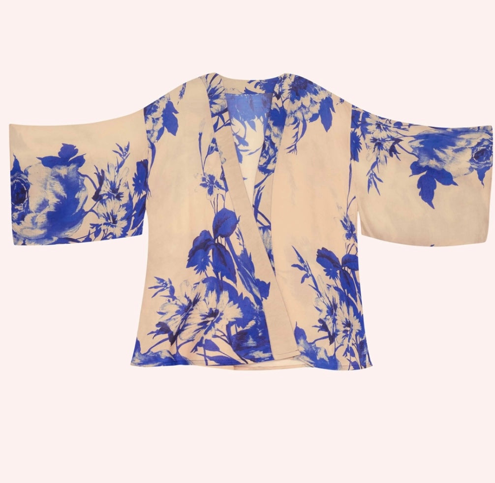 Blue Blooms Kimono Jacket