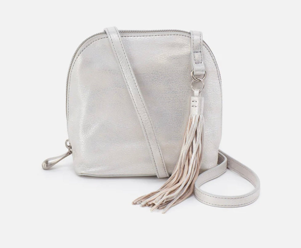 Nash Hobo Crossbody in Silver Metallic Leather