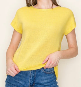 Margo Short Sleeve Sweater in Yellow