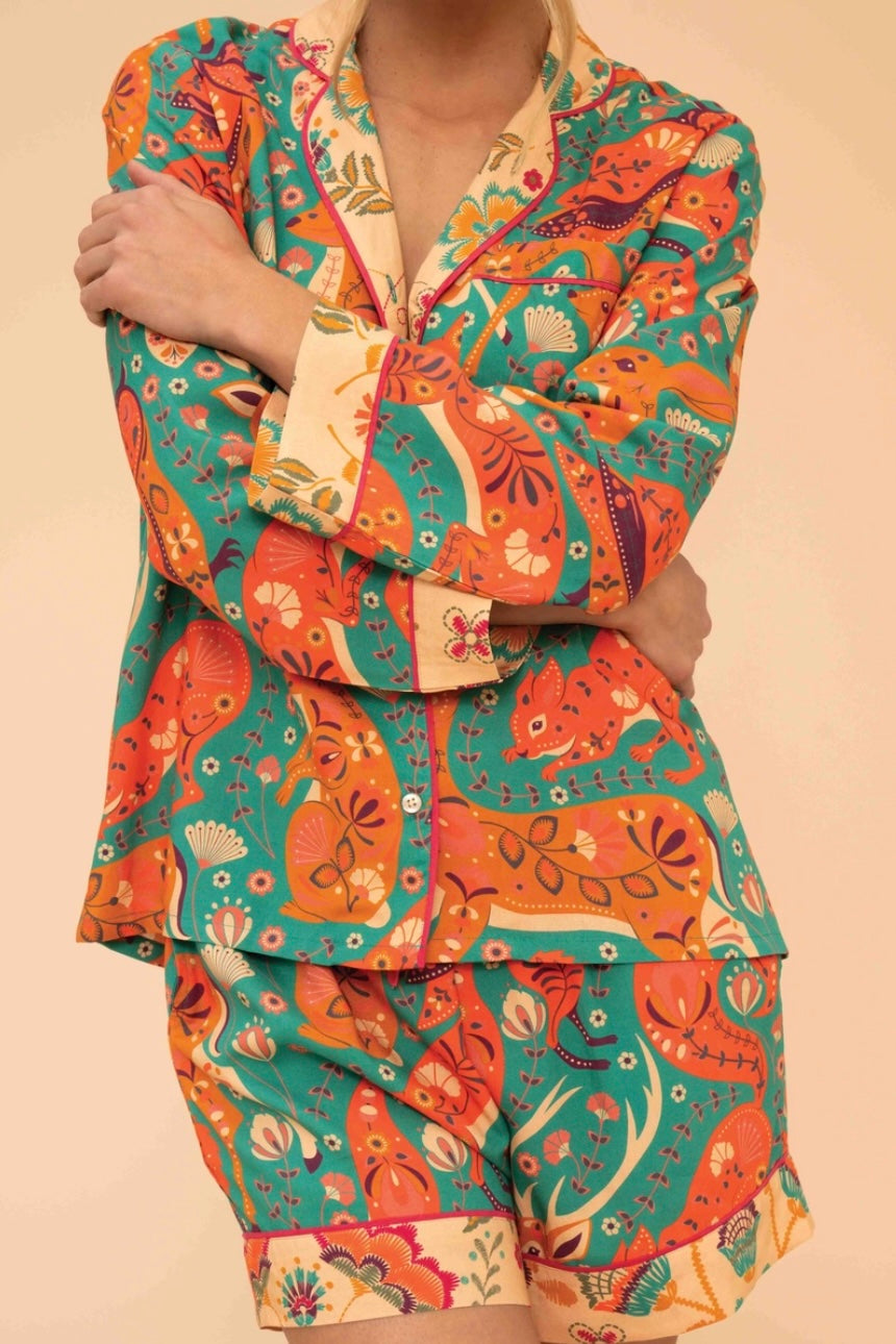 Folk Art Friend Aqua Pajamas