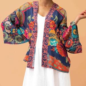 Vivi Floral Kimono Jacket in Ink