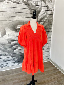 Maddy Gauze Dress in Tomato