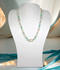 Riley Aquamarine and Pearl Necklace