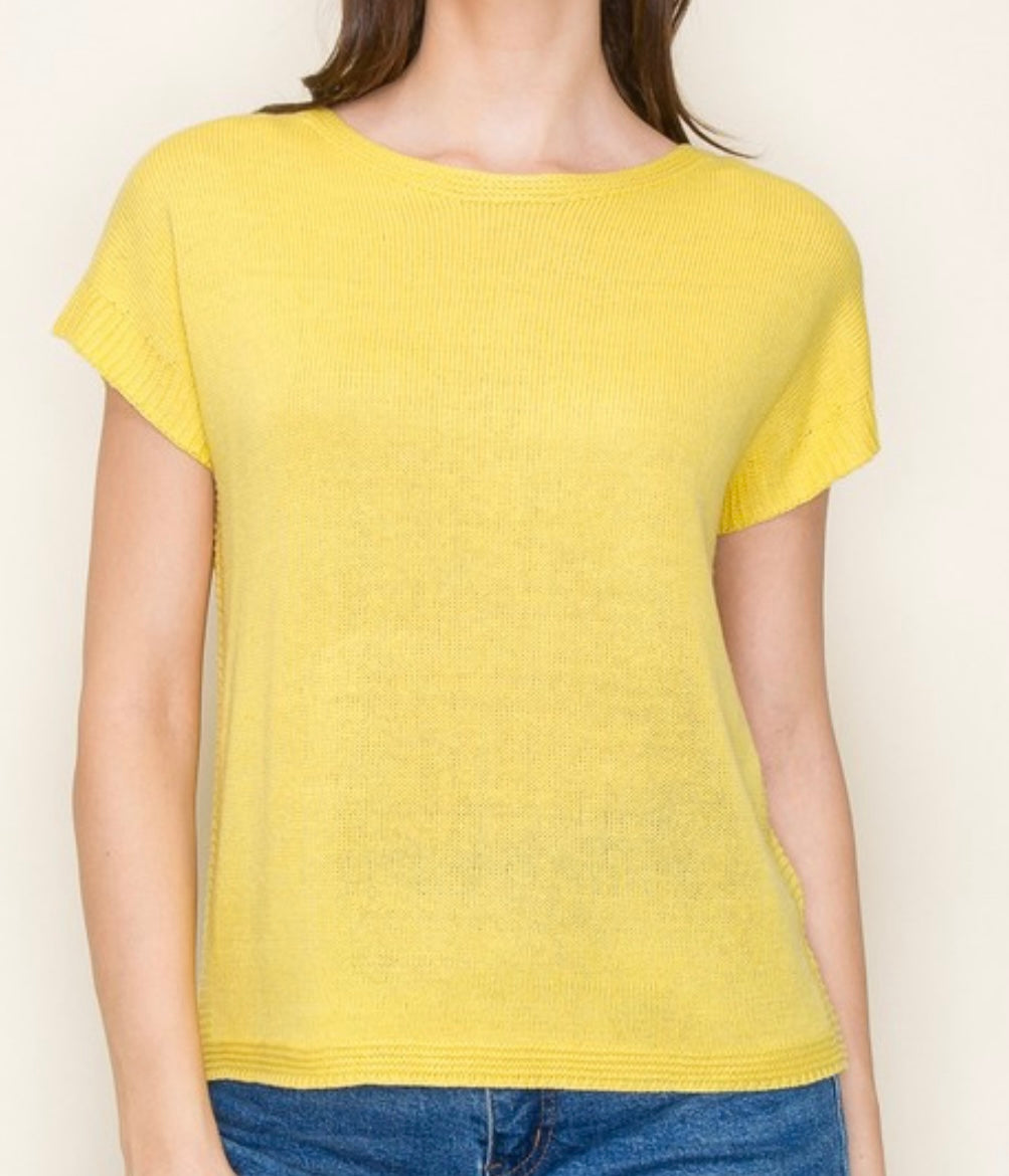Margo Short Sleeve Sweater in Yellow