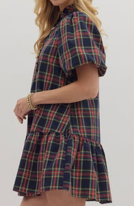 Kayla Dress in Navy Plaid