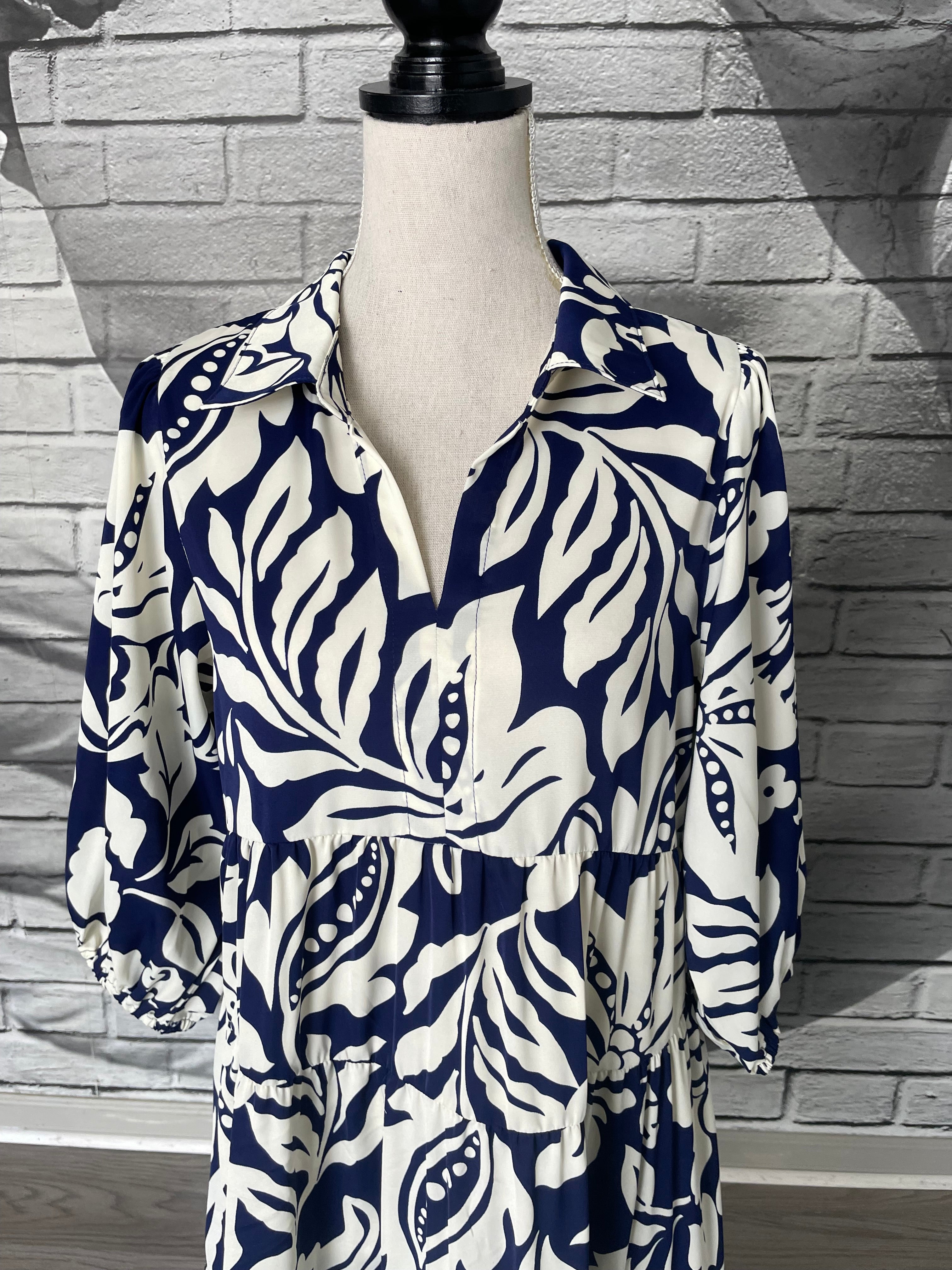 Demi Midi Dress in Navy