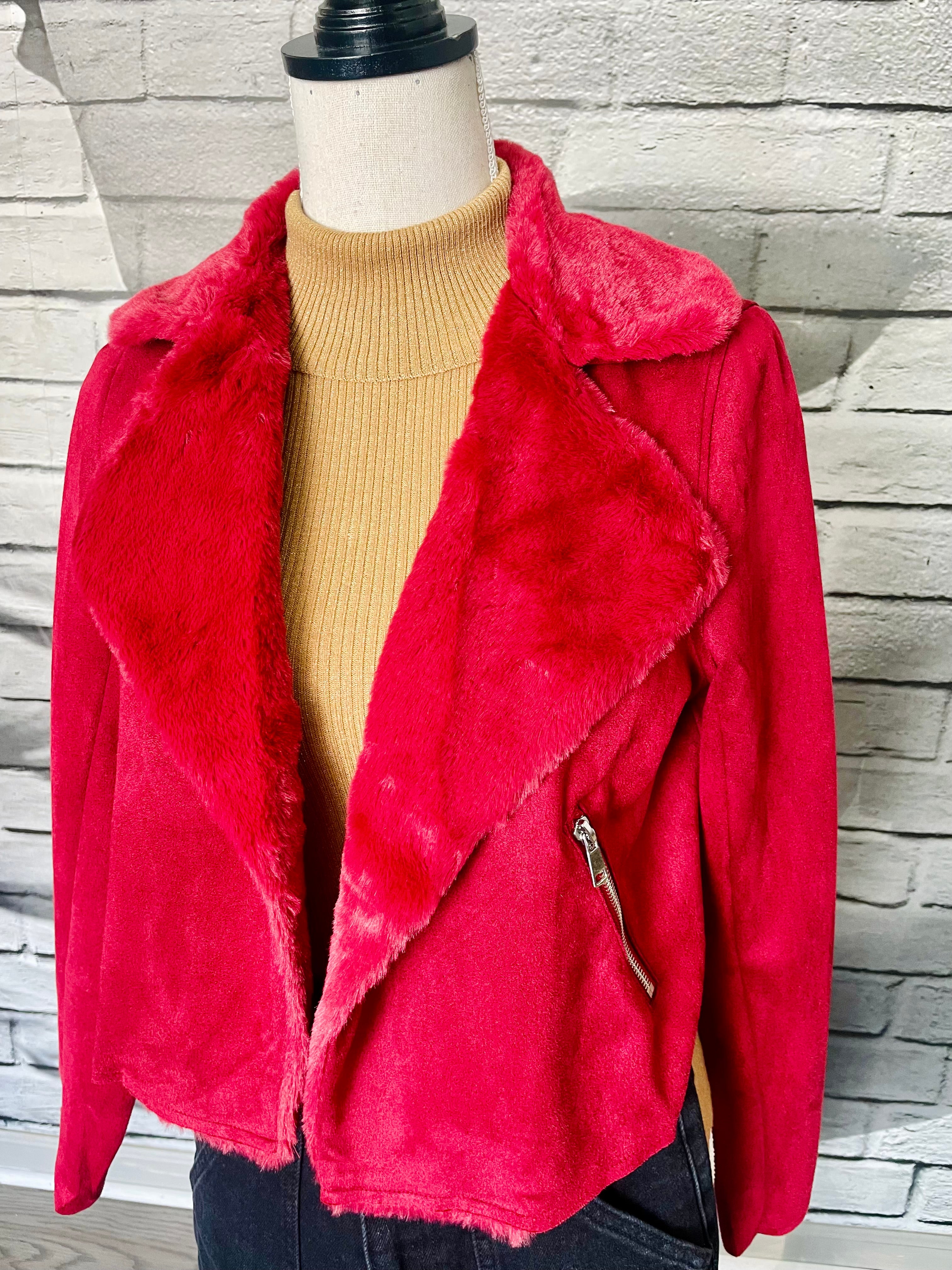 Taylor Faux Suede Biker Jacket