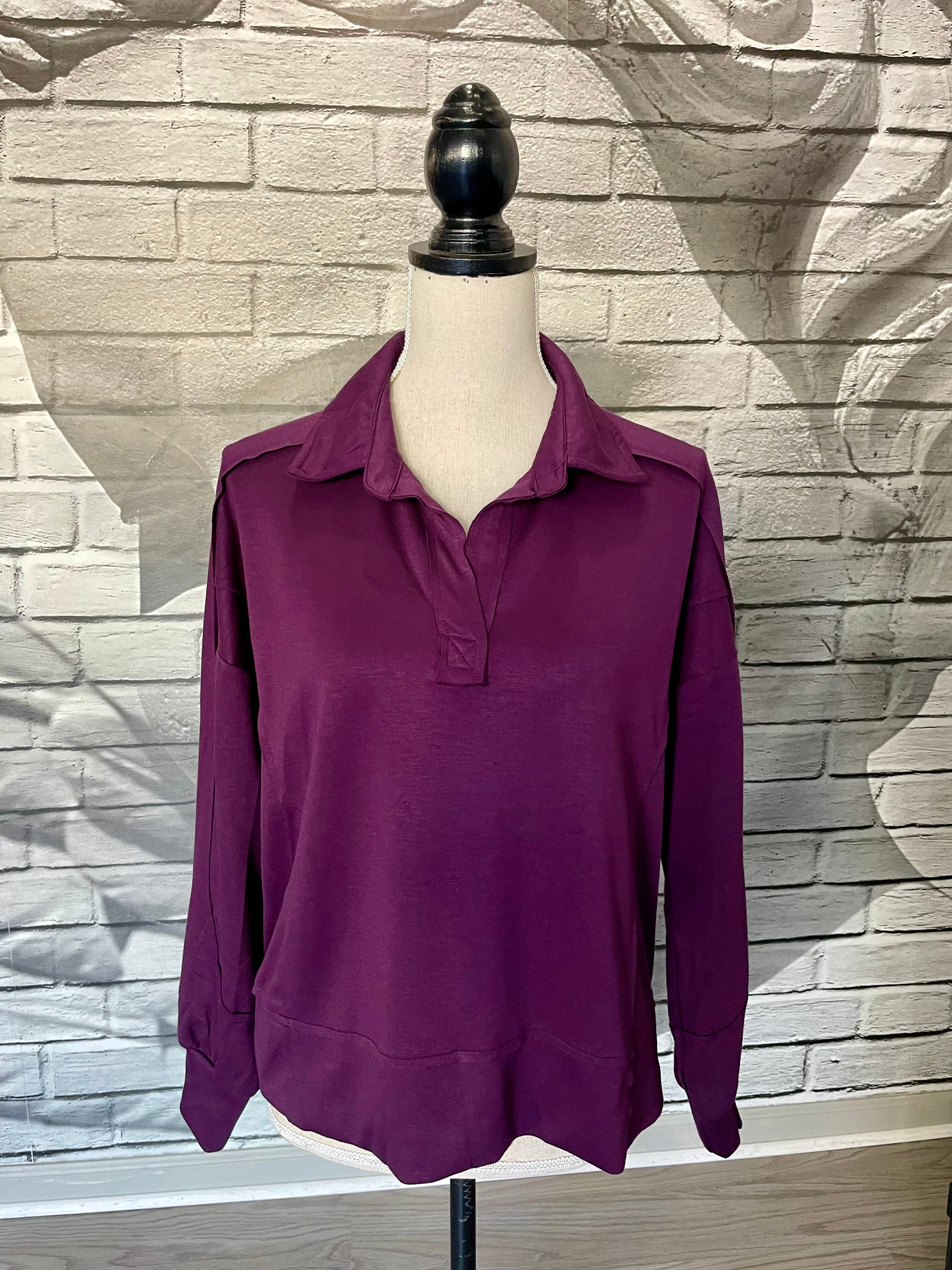 Shauna Pullover Blouse in Plum