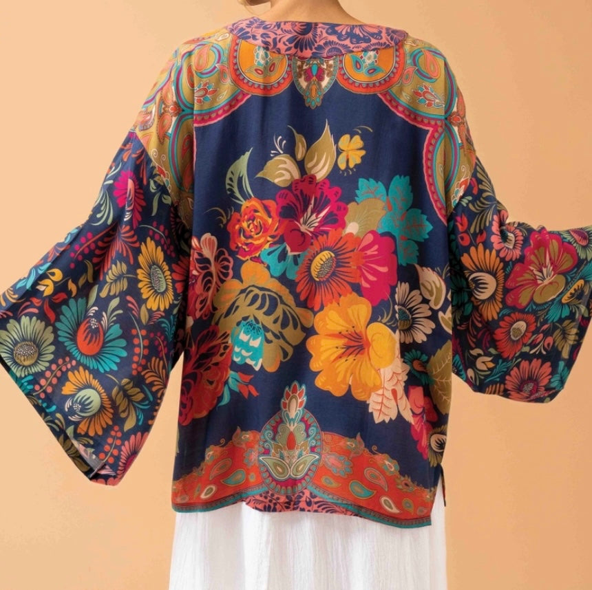 Vivi Floral Kimono Jacket in Ink