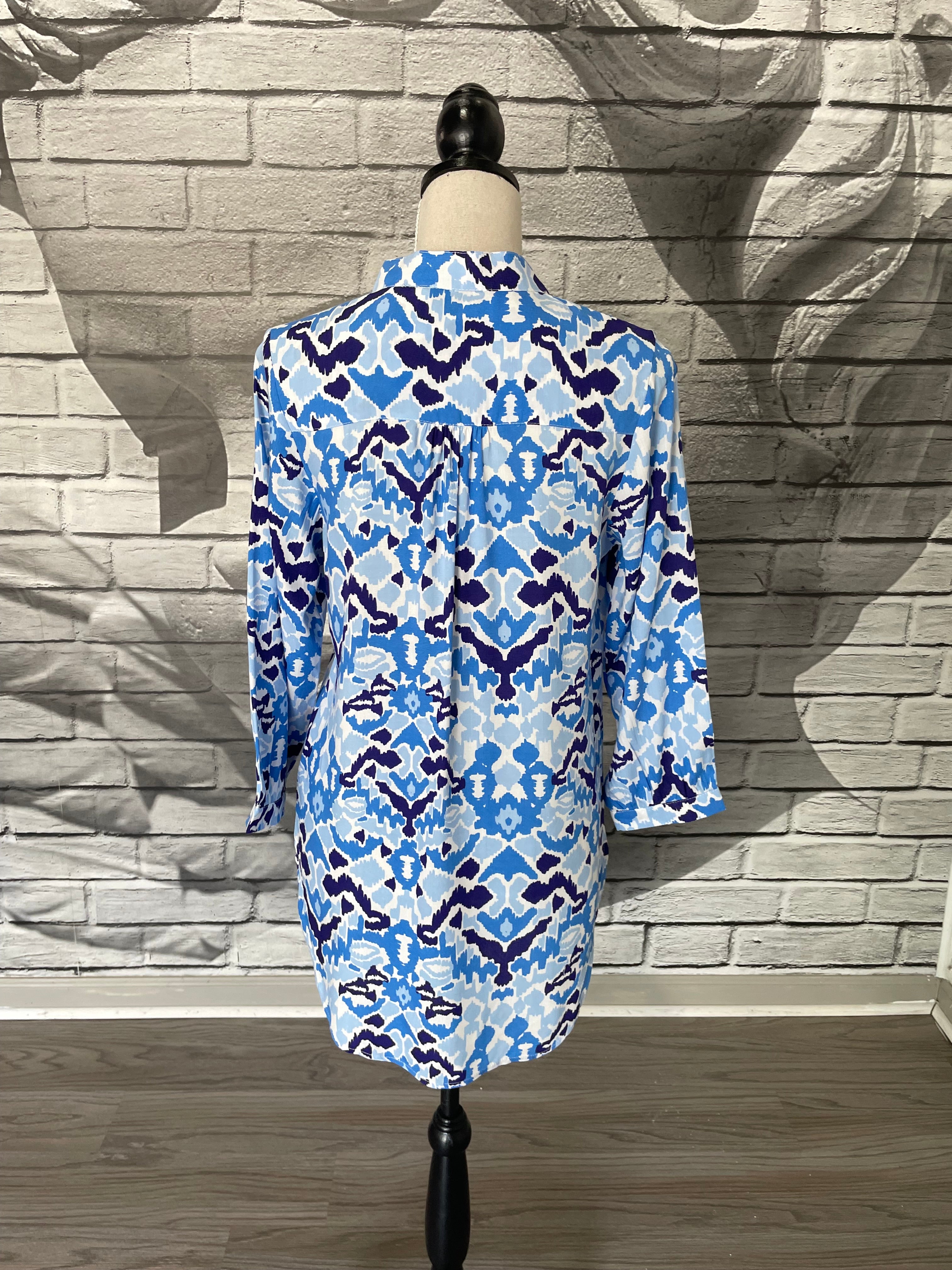 Everyday Top in Blue Ikat