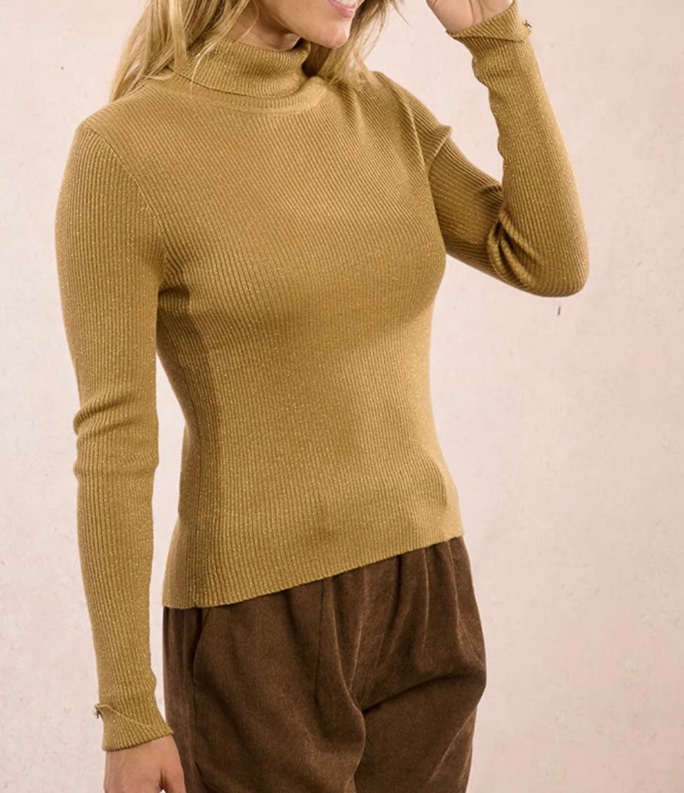 Erin Knit Blouse in Golden Beige