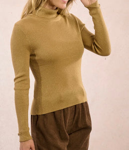 Erin Knit Blouse in Golden Beige