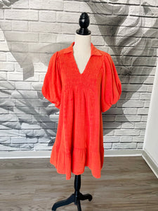 Maddy Gauze Dress in Tomato