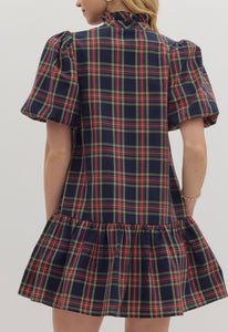 Kayla Dress in Navy Plaid