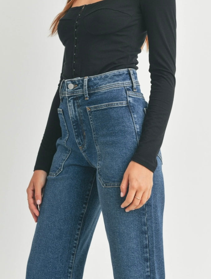 Utility High Rise Jean in Dark Denim