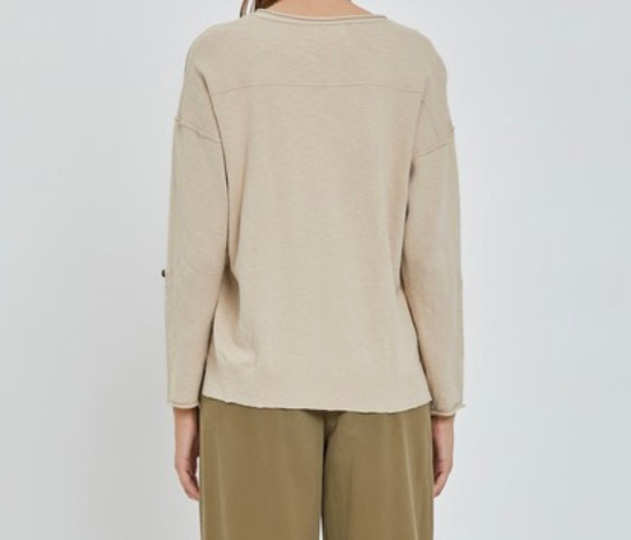 Regan V-Neck Blouse in Oat