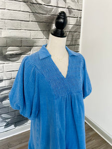 Maddy Gauze Dress in Blue