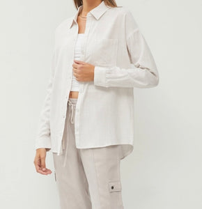 Harlow Stripe Classic Button Down in Natural