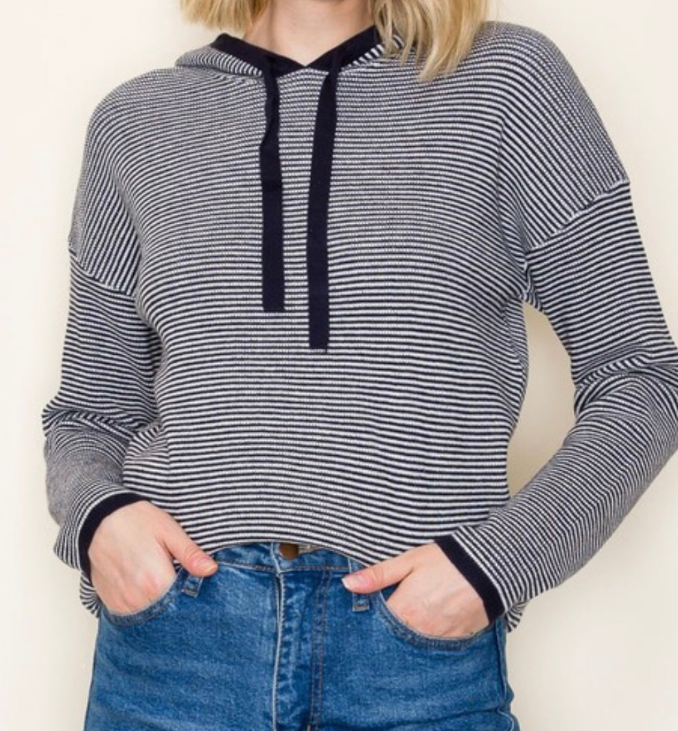 Mable Pinstripe Hoodie in Navy