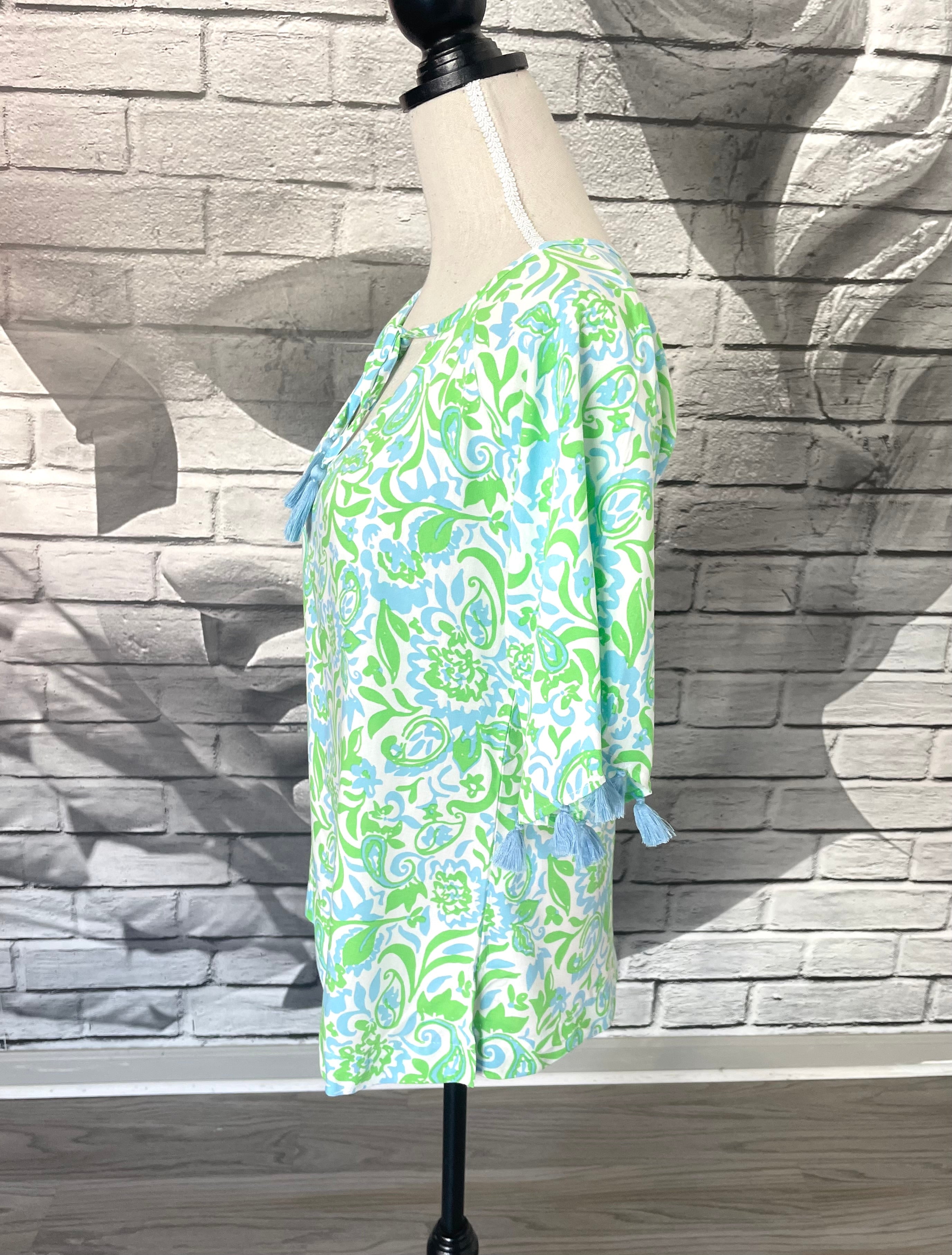 Lynn Top in Lime Paisely