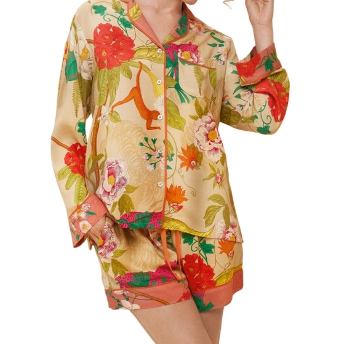 Tropical Flora and Fauna Pajamas in Coconut
