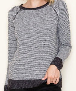 Claire Pinstripe Pullover in Gun Metal