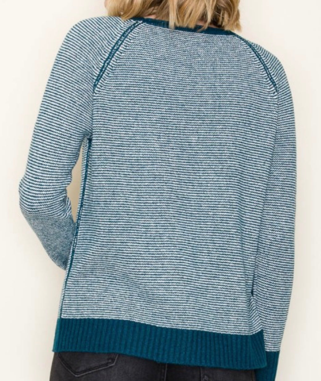 Claire Pinstripe Pullover in Teal