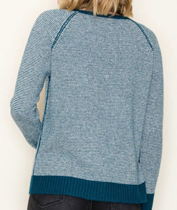 Claire Pinstripe Pullover in Teal