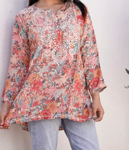 Ashley Embroidered Tunic in Coral